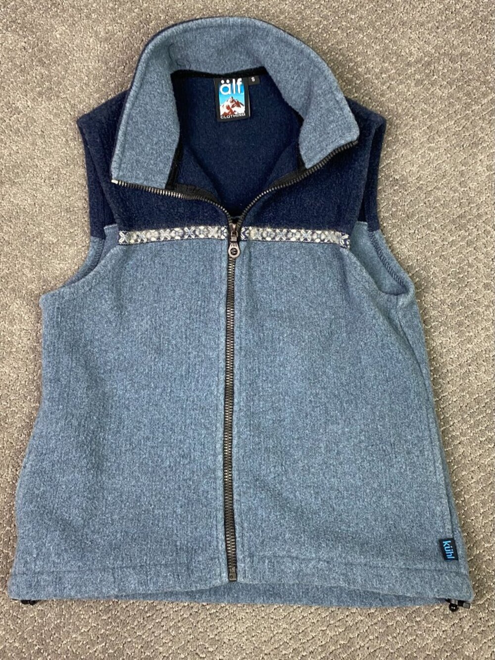 Alf Vintage Kuhl Deep Pile Sherpa Fleece Vest Womens Small Blue Hiking Outdoor